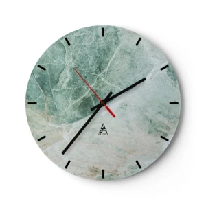 Horloge murale - Pendule murale - Motif de marbre vert dans une teinte froide - 30x30cm - La noble froideur de la pierre - Décoration murale moderne pour le salon, la cuisine et la chambre ARTTOR