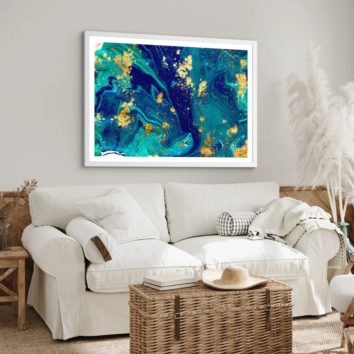 Affiche dans un cadre blanc - Poster - Les pétales du soleil - 50x40 cm