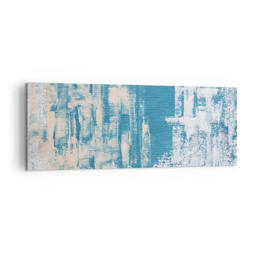 Impression sur toile - Image sur toile - Composition abstraite dans les tons de bleu et de blanc - 140x50cm - À travers un iceberg - Décoration murale moderne pour le salon et la chambre ARTTOR