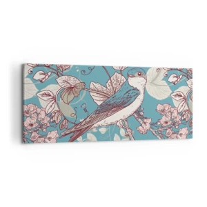 Impression sur toile - Image sur toile - Dans le bois blanc du rouge et de l'argent - 100x40 cm