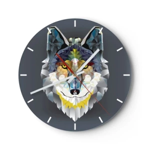 Horloge murale - Pendule murale - Image géométrique d'un loup sur fond sombre - 30x30cm - On parle du loup - Décoration murale moderne pour le salon, la cuisine et la chambre ARTTOR