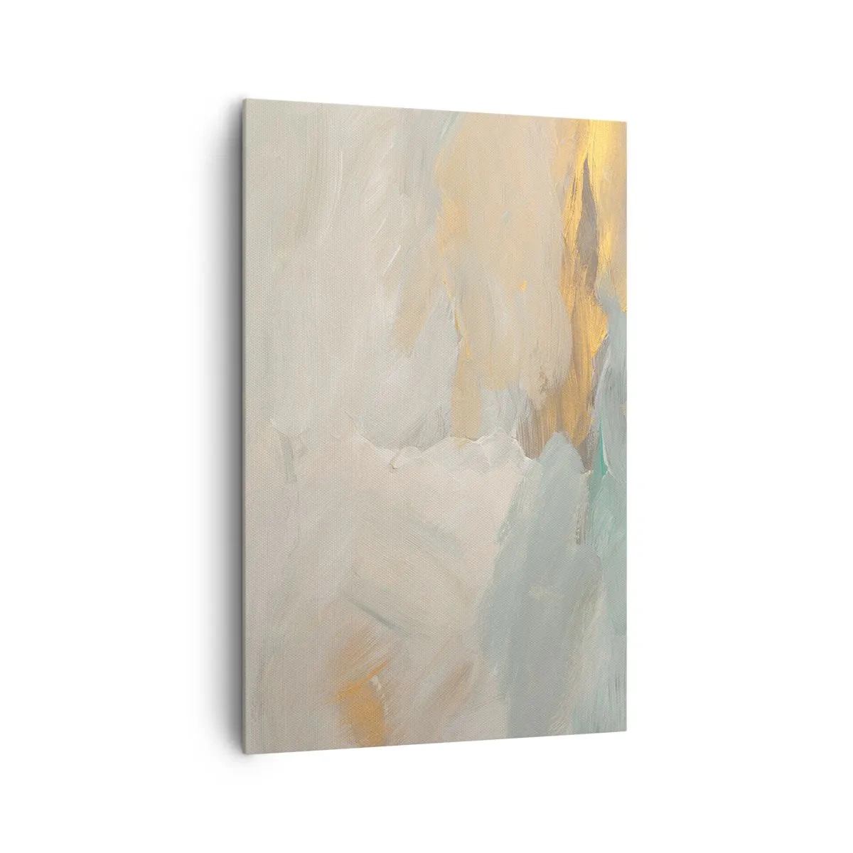 Impression sur toile - Image sur toile - Traits abstraits délicats dans des tons de blanc et d'or - 80x120cm - Abstraction – le pays de la douceur - Décoration murale moderne pour le salon et la chambre ARTTOR