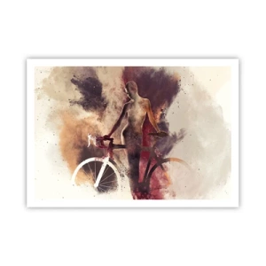 Affiche - Poster - Silhouette abstraite avec un vélo dans un style artistique - 100x70cm - Une âme de vélo aux formes marbrées - Décoration murale moderne pour le salon et la chambre ARTTOR