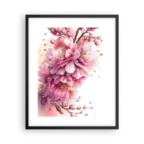 Affiche dans un cadre noir - Poster - Fleur florissante de cerisier - 40x50 cm