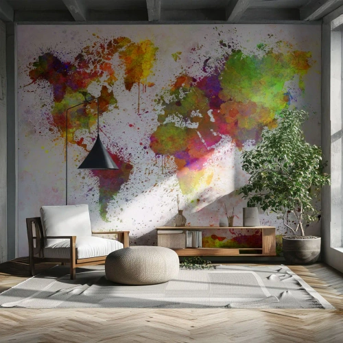 Papier Peint Photo Standard Eco - D'une certaine manière ça s'est passé de la même façon - Carte du monde, Continents, Morceau - 300x210 cm