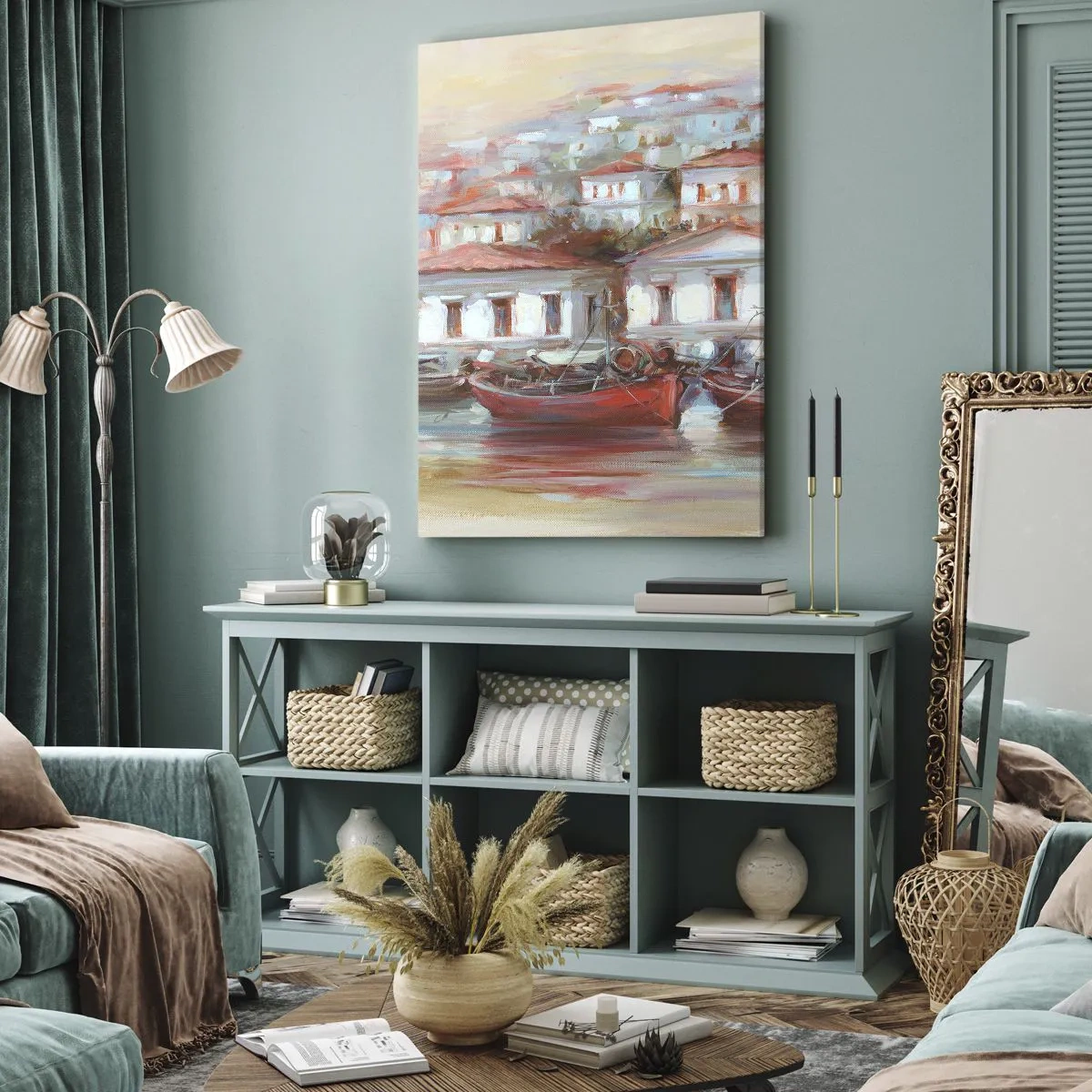 Impression sur toile - Image sur toile - Petite ville heureuse - 55x100 cm