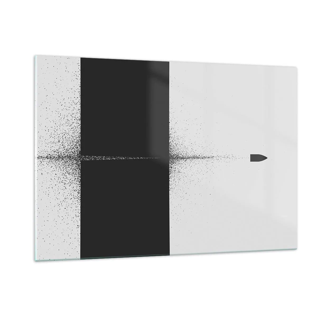 Impression sur verre - Image sur verre - Une composition abstraite en noir et blanc avec une ligne dynamique - 120x80cm - Droit au but - Décoration murale moderne pour le salon et la chambre ARTTOR