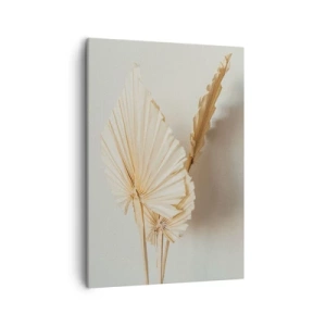 Impression sur toile - Image sur toile - Feuilles de palmier séchées dans un arrangement minimaliste - 50x70cm - Quand tu dois t’apaiser - Décoration murale moderne pour le salon et la chambre ARTTOR