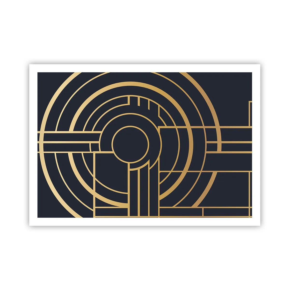 Affiche - Poster - Motif géométrique avec des lignes dorées - 100x70cm - Rotation des éléments - Décoration murale moderne pour le salon et la chambre ARTTOR