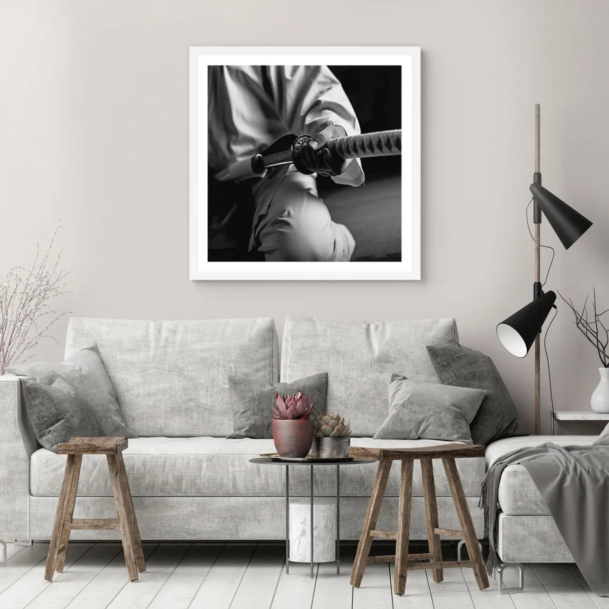 Affiche dans un cadre blanc - Poster - Âme de guerrier - 30x30 cm