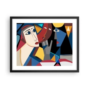 Affiche dans un cadre noir - Poster - Une conversation entre cubistes - 50x40 cm