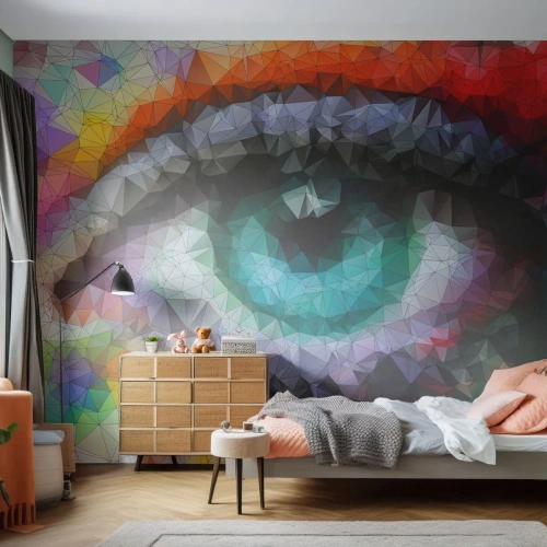 Papier Peint Photo Premium Canvas - Lueur cristalline des yeux - Abstraction, Œil, Graphique - 200x140 cm