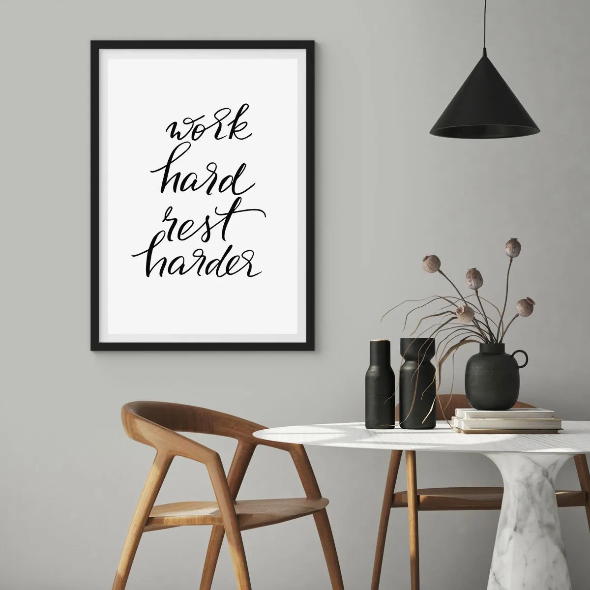 Affiche dans un cadre noir - Poster - Équilibre de vie - 40x50 cm