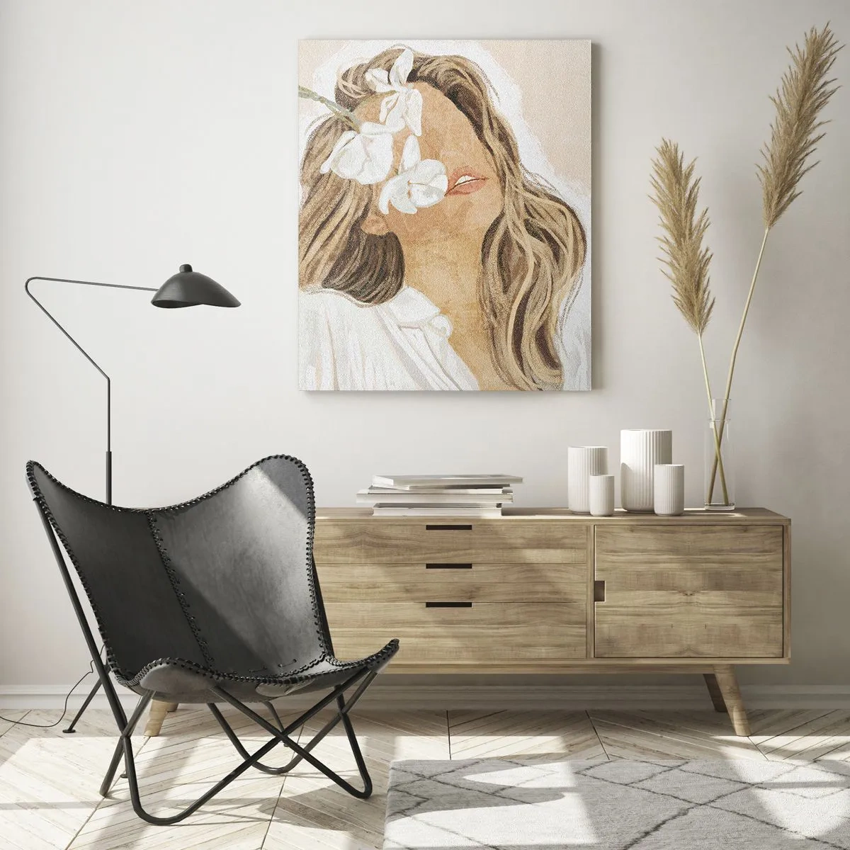 Impression sur verre - Image sur verre - Ravie parmi les fleurs - 80x120 cm