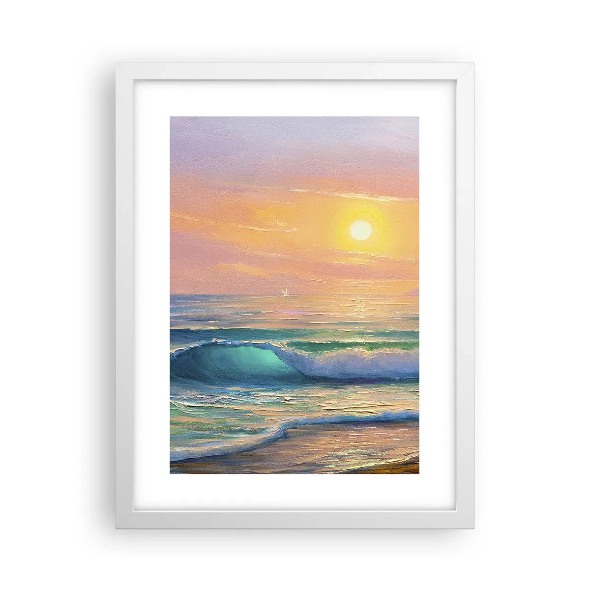 Affiche dans un cadre blanc - Poster - Le chant turquoise des vagues - 30x40 cm