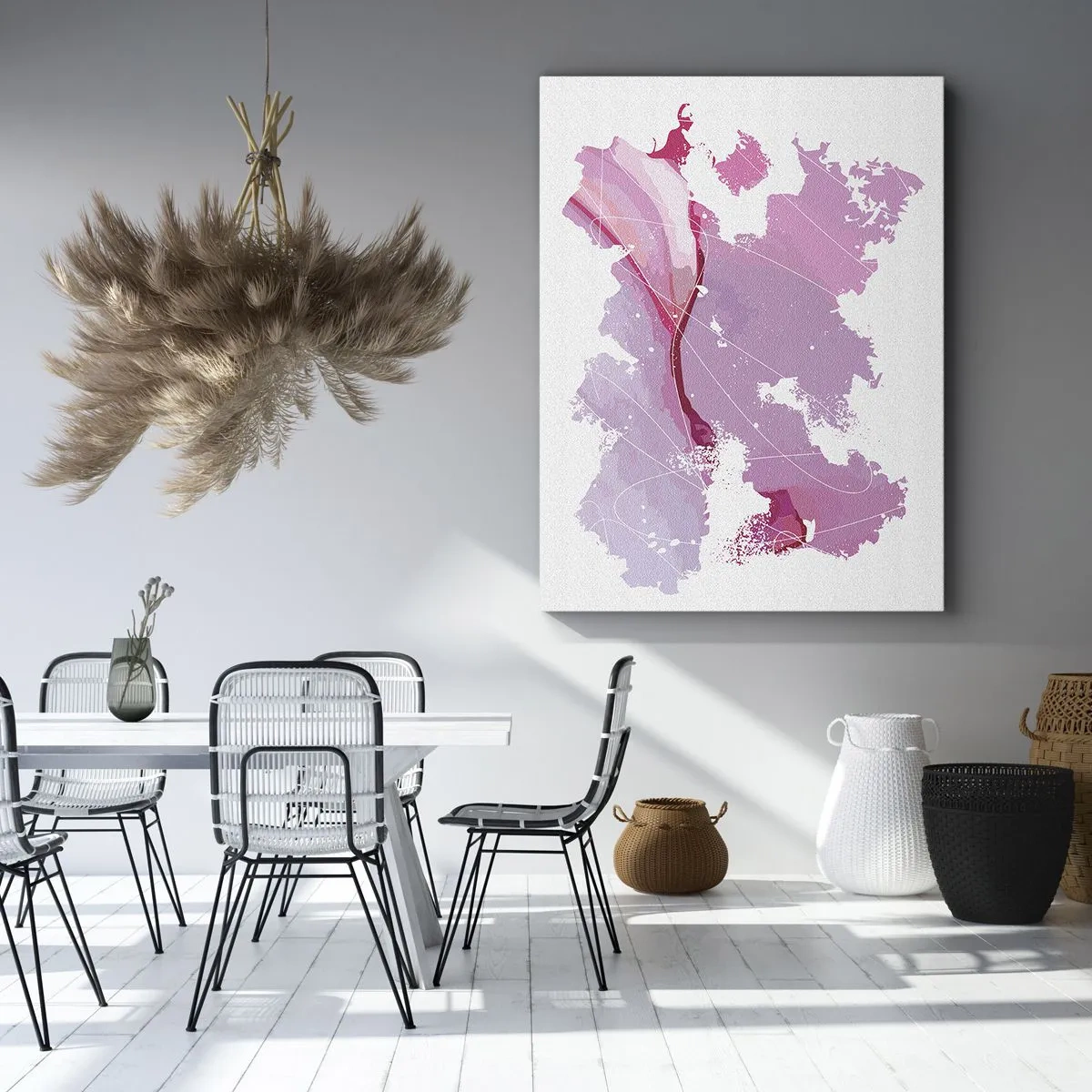 Impression sur toile - Image sur toile - Carte du monde rose - 65x120 cm