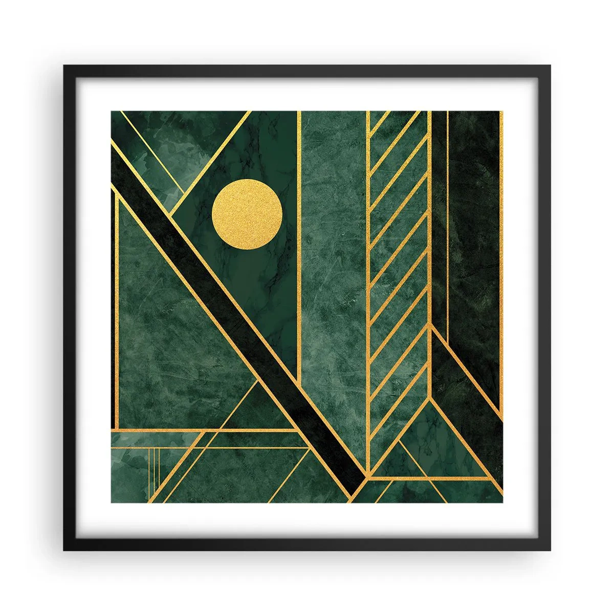 Affiche dans un cadre noir - Poster - Dynamique or et azur - 50x50 cm