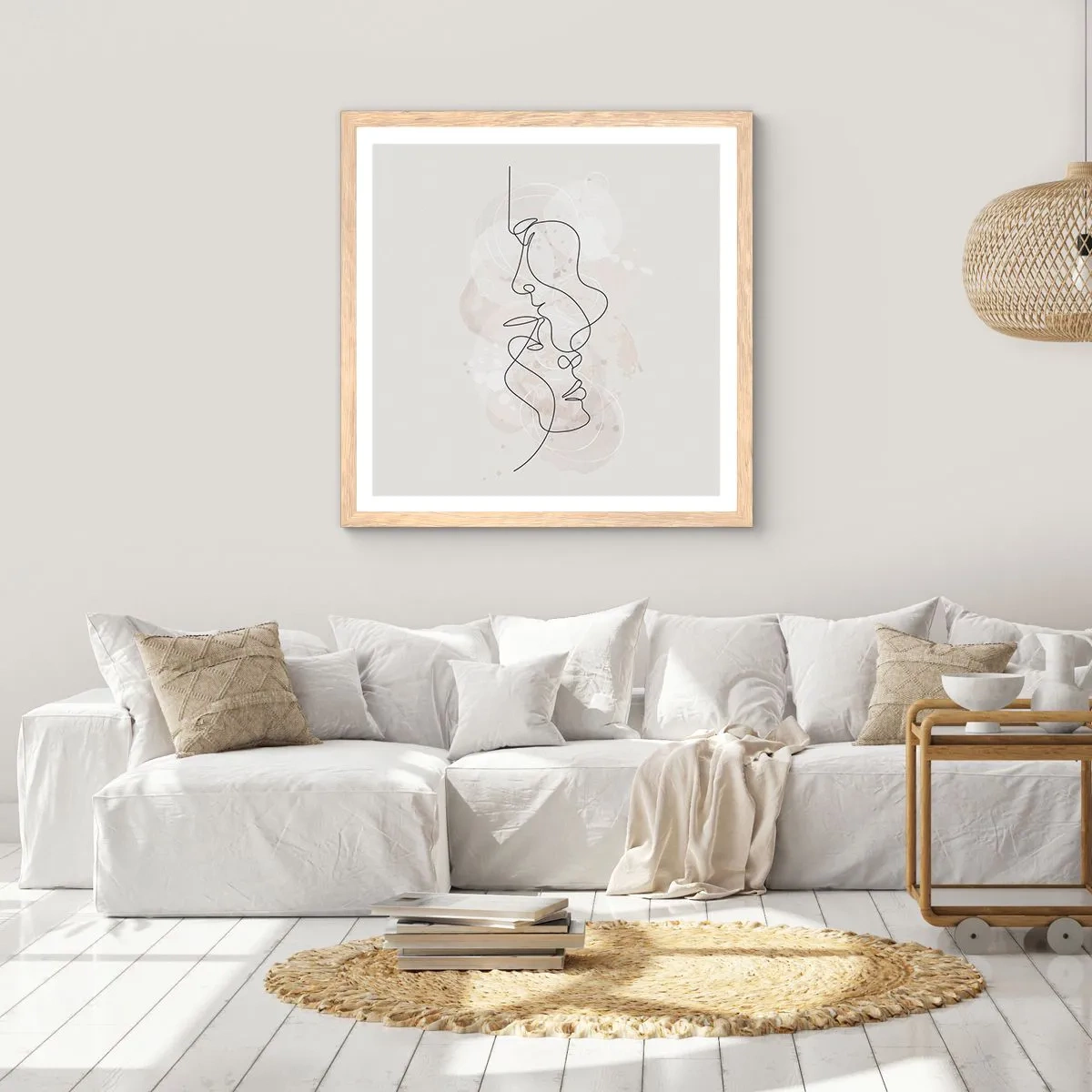 Affiche dans un chêne clair - Poster - Emmêlé dans une étreinte - 30x30 cm