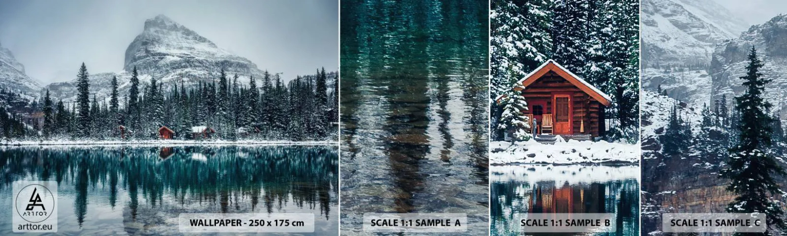 Échantillon de Papier Peint Autocollant Deluxe Sticker - Retraite canadienne - Paysage, Canada, Hiver - 100x30 cm