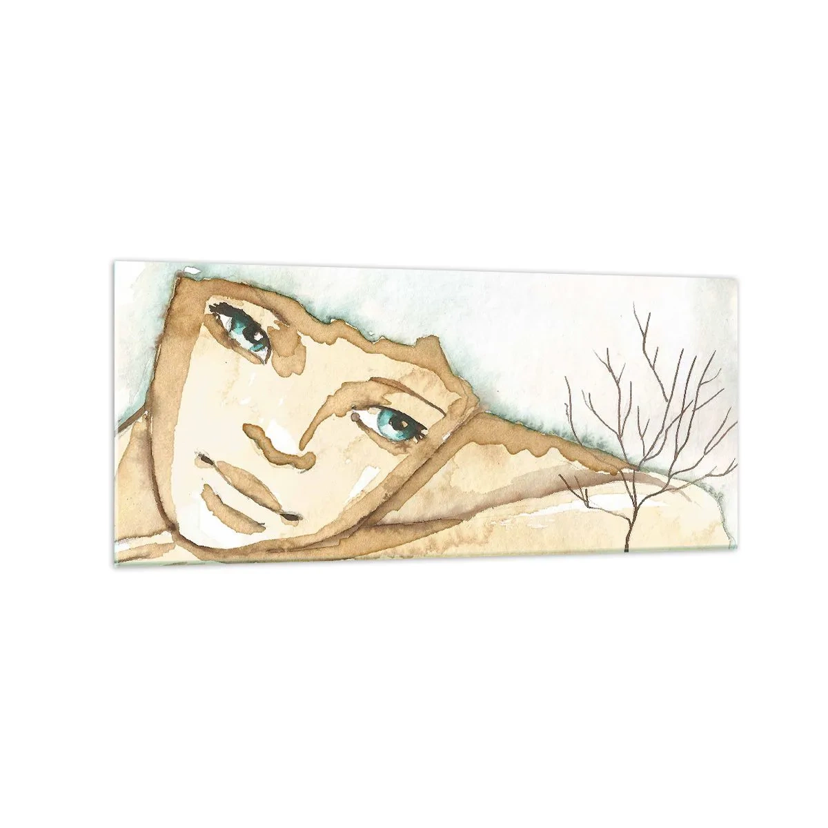 Impression sur verre - Image sur verre - Portrait artistique d'une femme aux couleurs pastel - 120x50cm - L'arbre de la poésie naît du silence - Décoration murale moderne pour le salon et la chambre ARTTOR