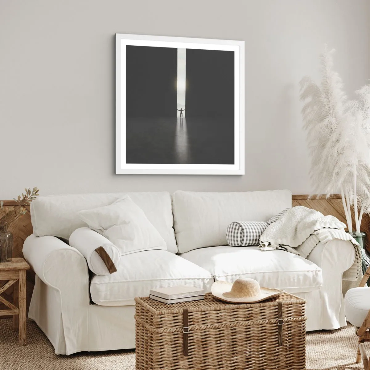 Affiche dans un cadre blanc - Poster - Étape vers un avenir radieux - 50x50 cm