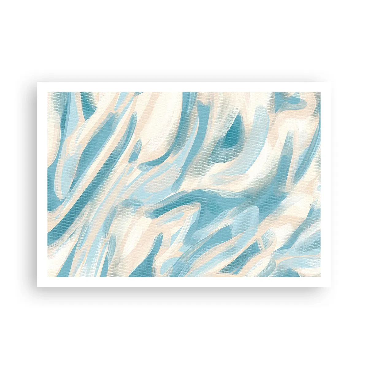 Affiche - Poster - Des stries bleues abstraites sur un fond clair - 100x70cm - Brise printanière - Décoration murale moderne pour le salon et la chambre ARTTOR