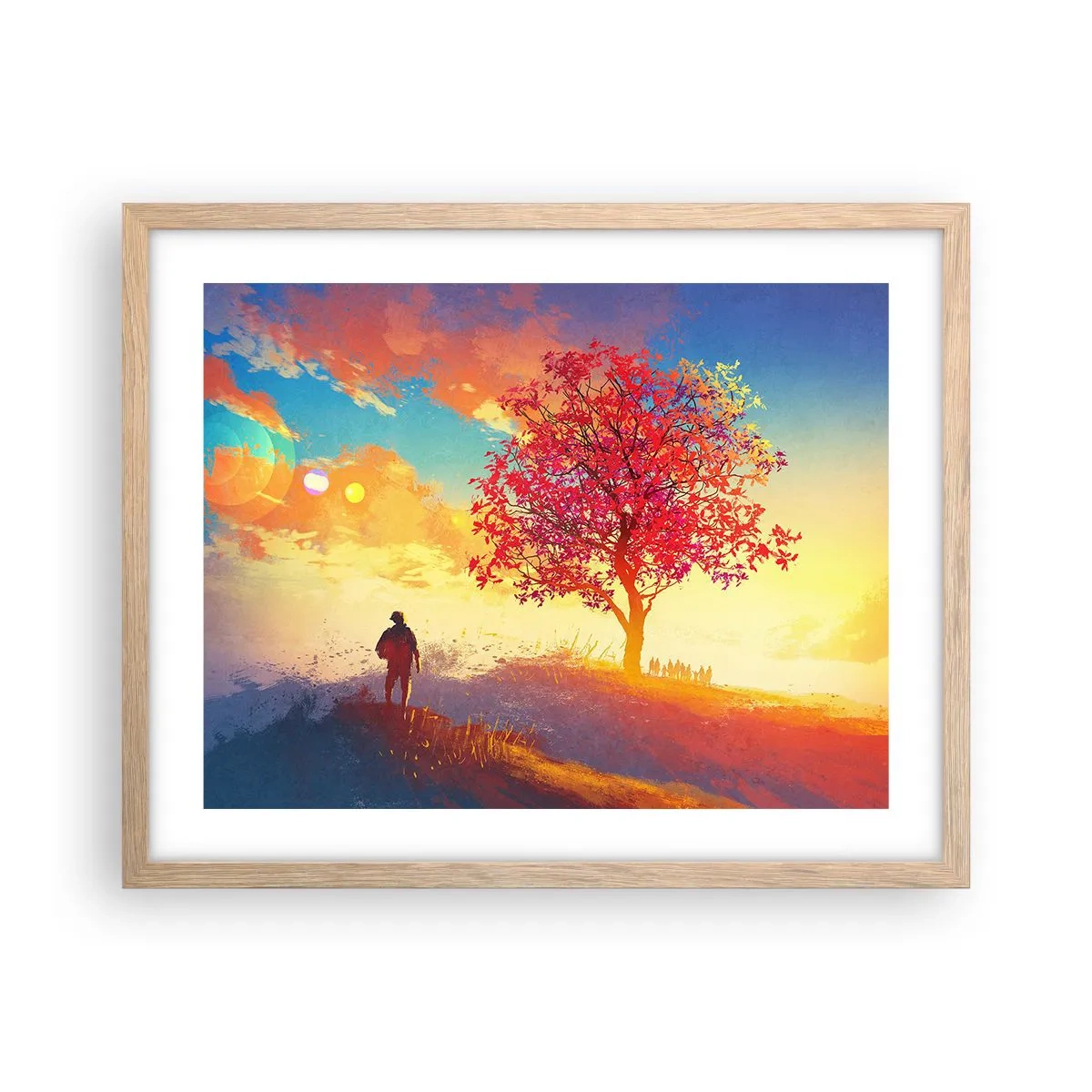 Affiche dans un chêne clair - Poster - Pèlerin à destination - 50x40 cm