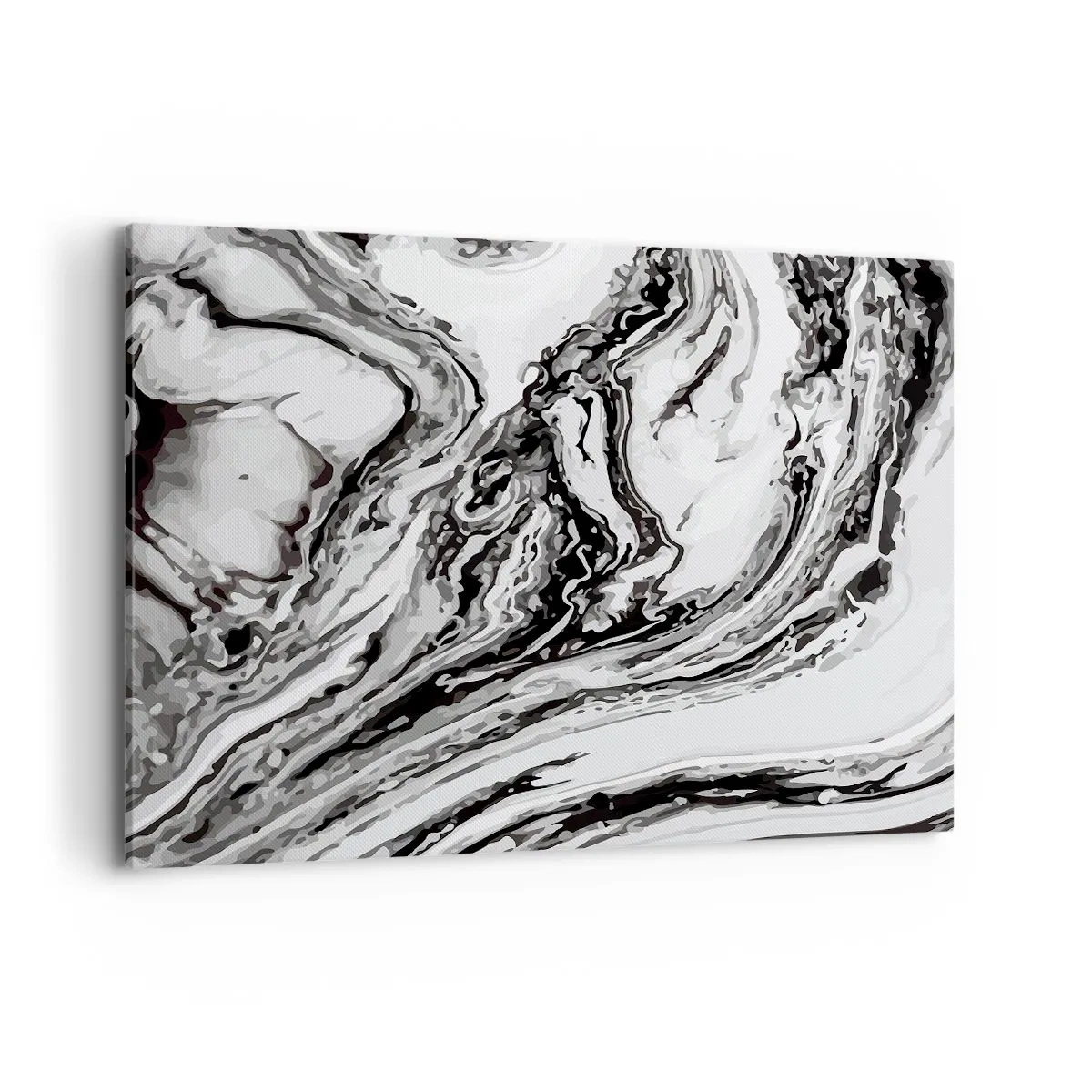 Impression sur toile - Image sur toile - Motif de marbre abstrait en noir et blanc - 100x70cm - Au début, c'était le chaos - Décoration murale moderne pour le salon et la chambre ARTTOR