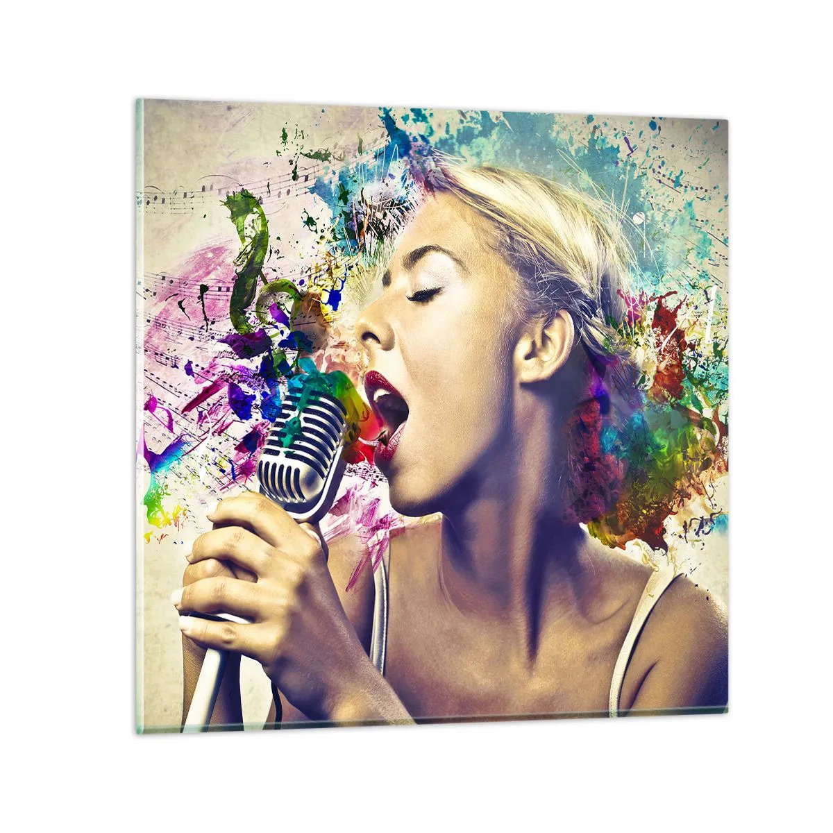 Impression sur verre - Image sur verre - Peindre le monde avec sa voix - 40x40 cm