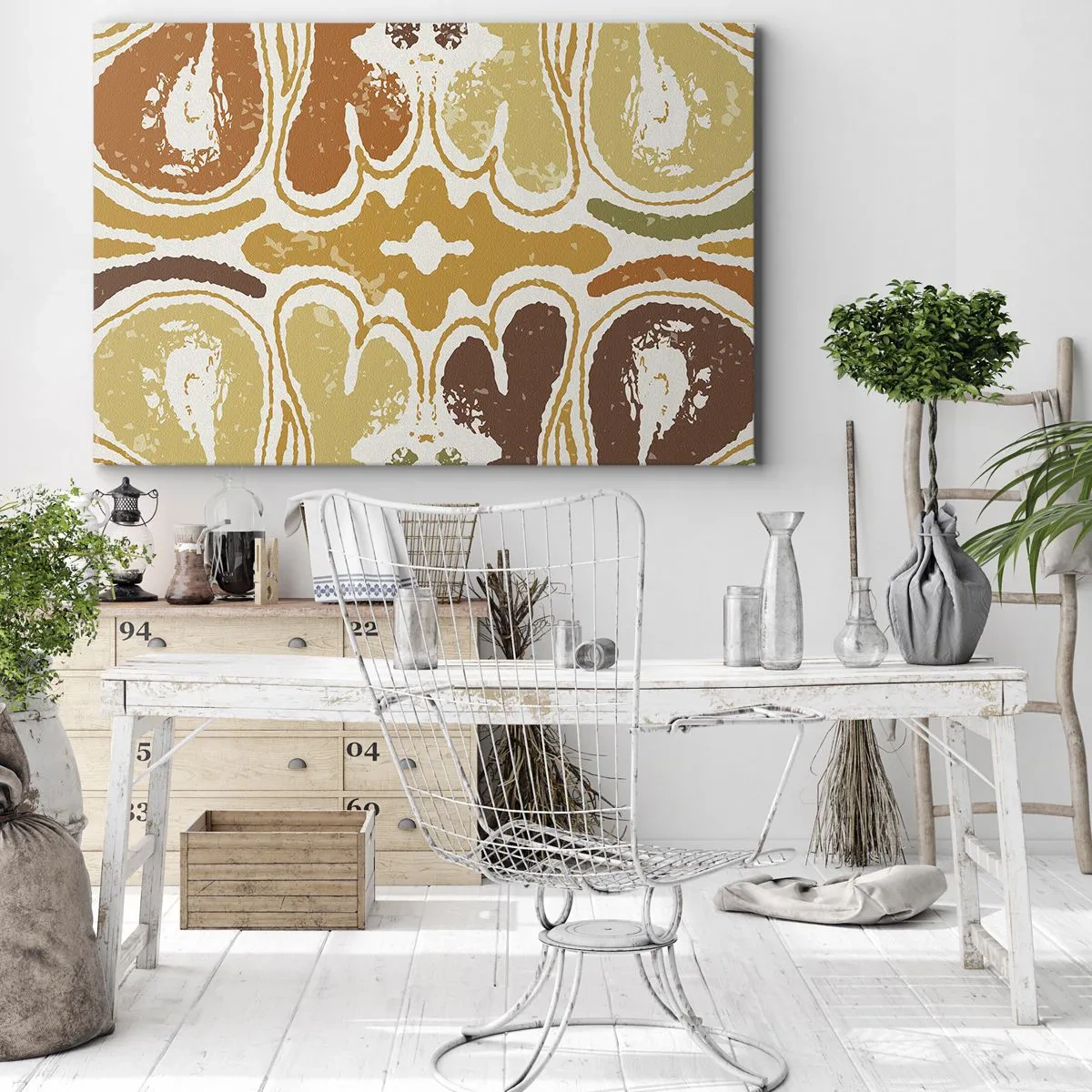 Impression sur toile - Image sur toile - Motifs abstraits chaleureux dans les tons jaunes et bruns - 70x50cm - Abstraction sentimentale - Décoration murale moderne pour le salon et la chambre ARTTOR