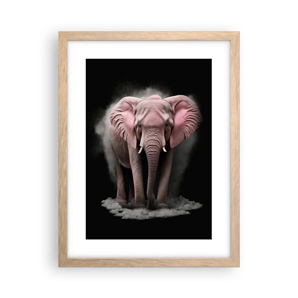 Affiche dans un chêne clair - Poster - Ne pensez pas à un éléphant rose ! - 30x40 cm