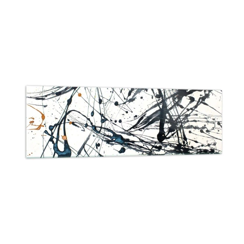 Impression sur verre - Image sur verre - Une peinture abstraite avec des éclaboussures de peinture dans des motifs dynamiques. - 160x50cm - Abstraction expressionniste - Décoration murale moderne pour le salon et la chambre ARTTOR