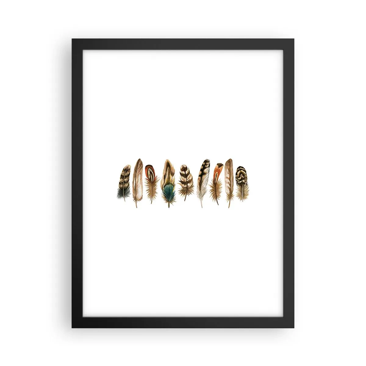 Affiche dans un cadre noir - Poster - Variation à plumes - 30x40 cm