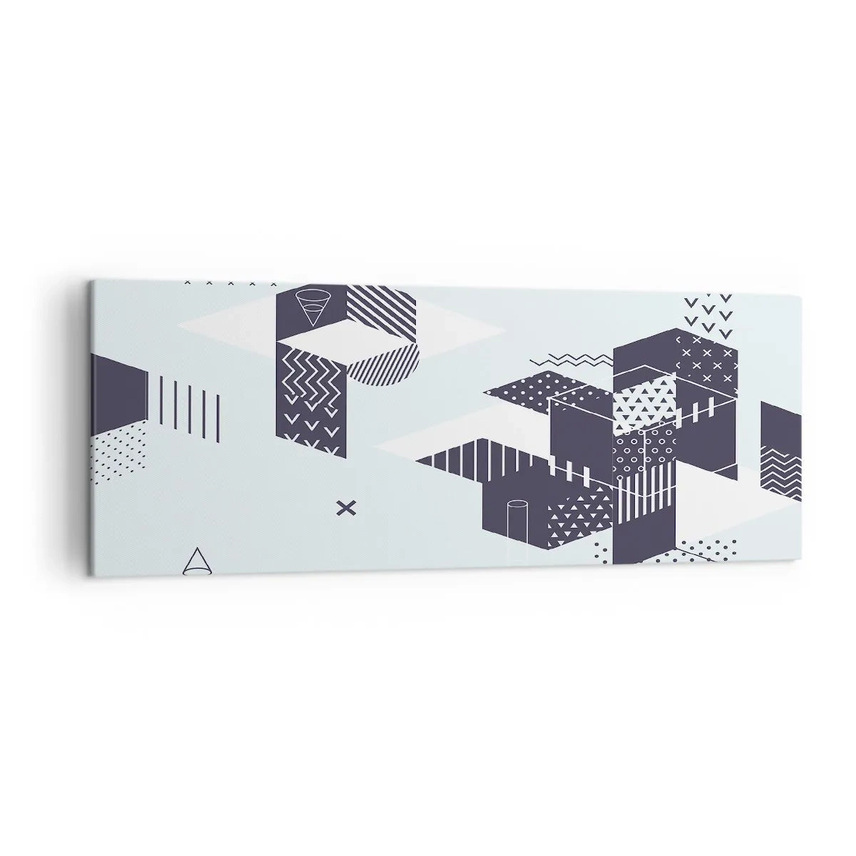 Impression sur toile - Image sur toile - Graphismes géométriques modernes dans des tons de blanc et de bleu marine - 140x50cm - Dans l'âme d'un mathématicien - Décoration murale moderne pour le salon et la chambre ARTTOR