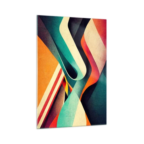 Impression sur verre - Image sur verre - Vagues abstraites colorées dans une composition dynamique - 70x100cm - Composition intense - Décoration murale moderne pour le salon et la chambre ARTTOR