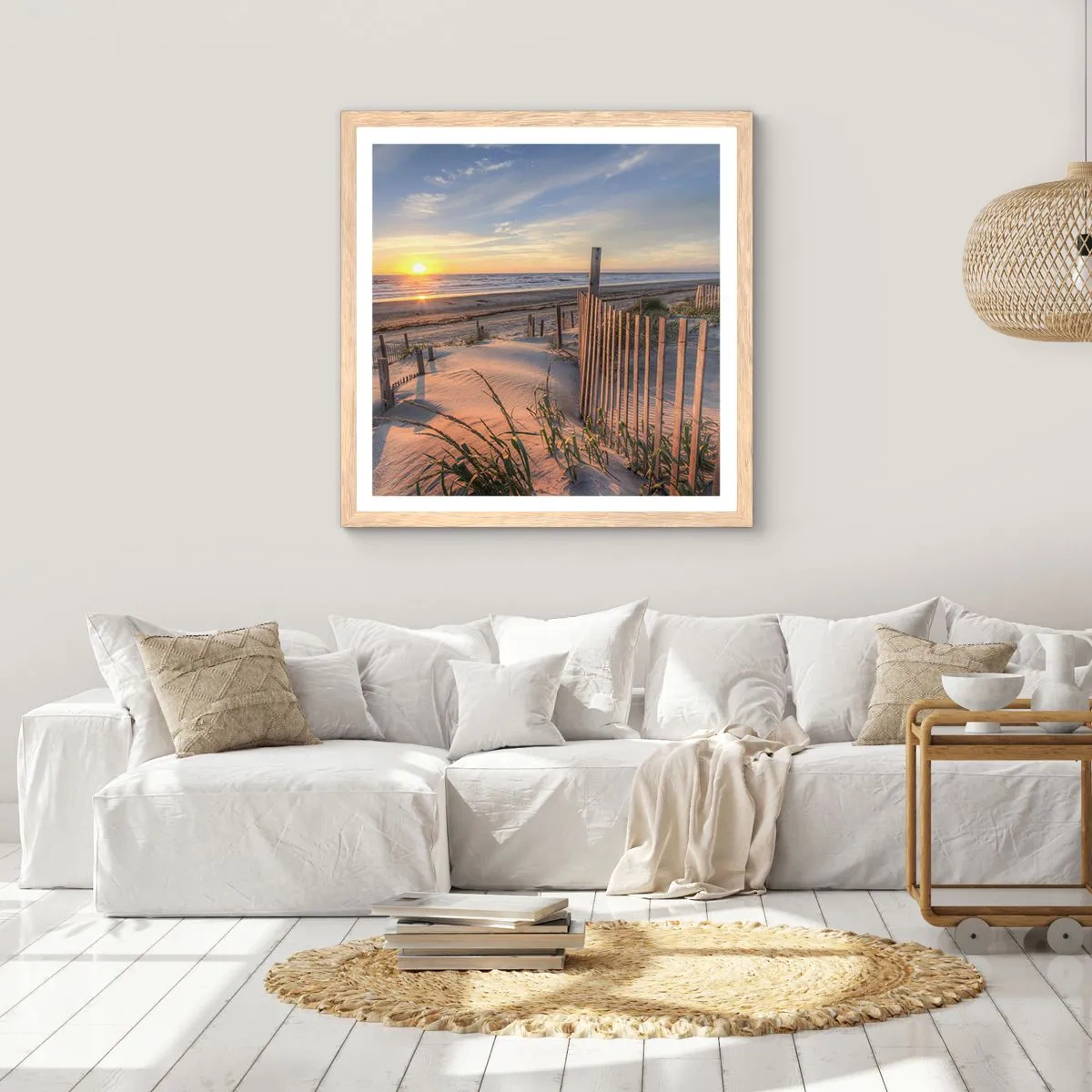 Affiche dans un chêne clair - Poster - Ombre et brillance du vent - 60x60 cm