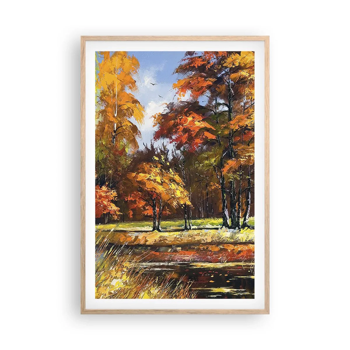 Affiche dans un chêne clair - Poster - Paysage en or et bronze - 61x91 cm