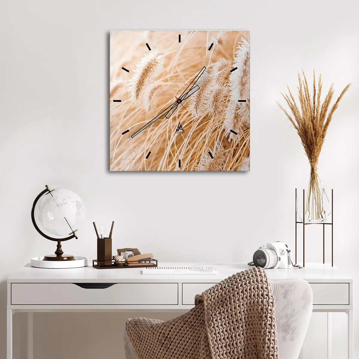 Horloge murale - Pendule murale - Le bruissement doré de l'herbe - 40x40 cm