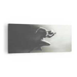 Impression sur toile - Image sur toile - Une silhouette noire et blanche d'une silhouette en train de courir dans un style dynamique et surréaliste. - 120x50cm - Inarrêtable - Décoration murale moderne pour le salon et la chambre ARTTOR