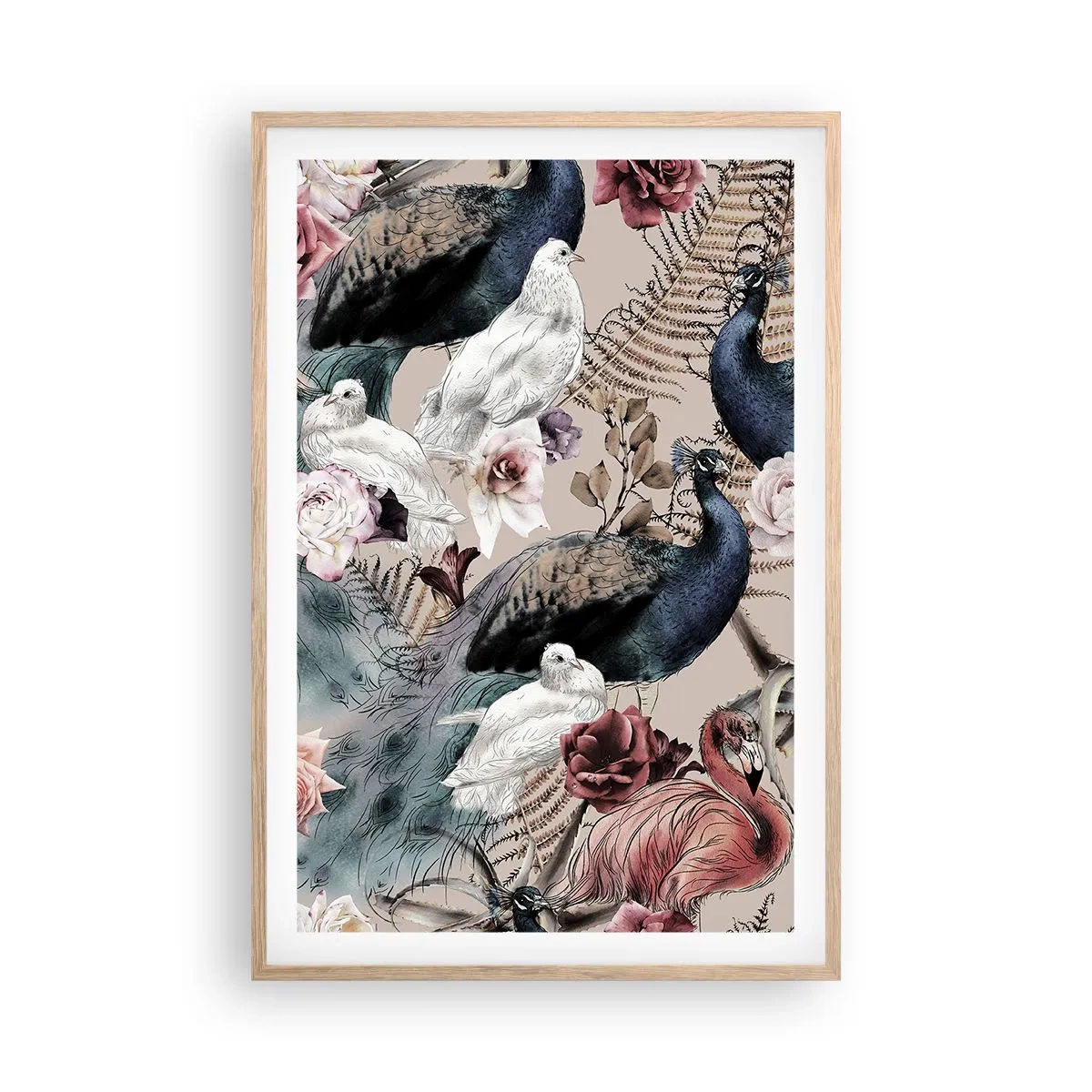 Affiche dans un chêne clair - Poster - Dans un jardin de palace - 61x91 cm