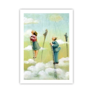 Affiche - Poster - Personnages grimpant aux échelles dans les nuages - 50x70cm - Derrière ton rêve - Décoration murale moderne pour le salon et la chambre ARTTOR