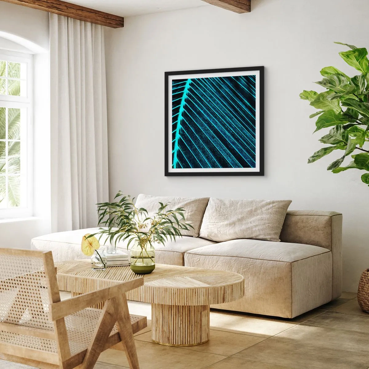 Affiche dans un cadre noir - Poster - Texture verte - 60x60 cm