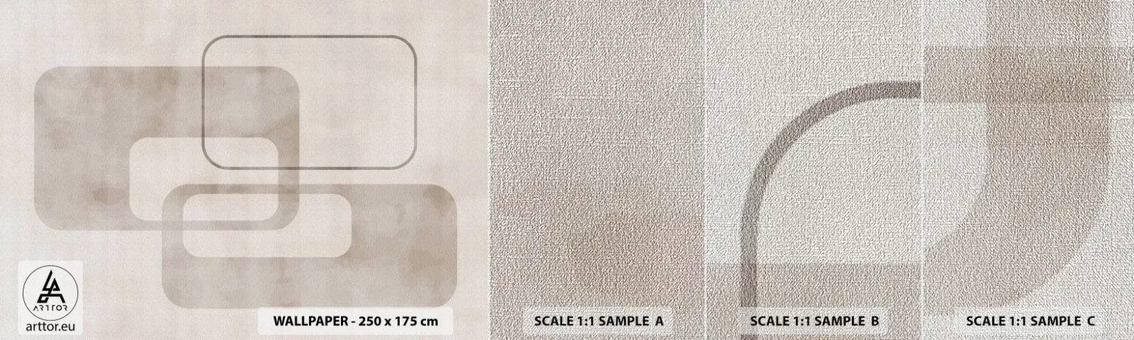 Échantillon de Papier Peint Premium Canvas - Fugue géométrique - Formes, Minimalisme, Brillant - 100x30 cm