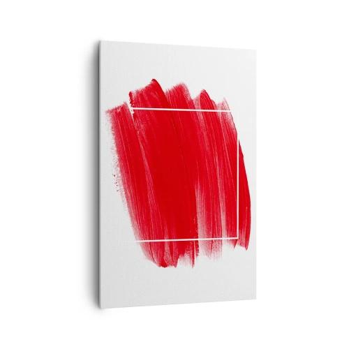 Impression sur toile - Image sur toile - Coup de pinceau rouge avec bordure blanche - 80x120cm - En dehors du cadre - Décoration murale moderne pour le salon et la chambre ARTTOR