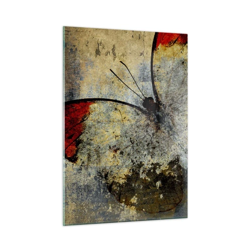 Impression sur verre - Image sur verre - Papillon abstrait sur fond vieilli - 50x70cm - Regarde avant que je disparaisse - Décoration murale moderne pour le salon et la chambre ARTTOR