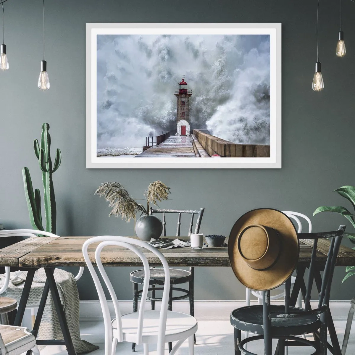 Affiche dans un cadre blanc - Poster - Le rugissement des eaux, le bruit soufflera - 40x30 cm