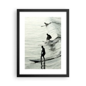 Affiche dans un cadre noir - Poster - A la rencontre de la vague - 30x40 cm