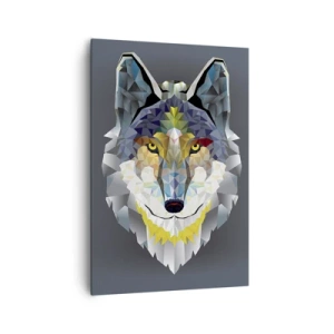 Impression sur toile - Image sur toile - Image géométrique d'un loup sur fond gris - 70x100cm - On parle du loup - Décoration murale moderne pour le salon et la chambre ARTTOR