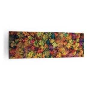 Impression sur toile - Image sur toile - Couronnes d'arbres colorées dans la palette d'automne - 160x50cm - Bouquet d'arbres automnal - Décoration murale moderne pour le salon et la chambre ARTTOR