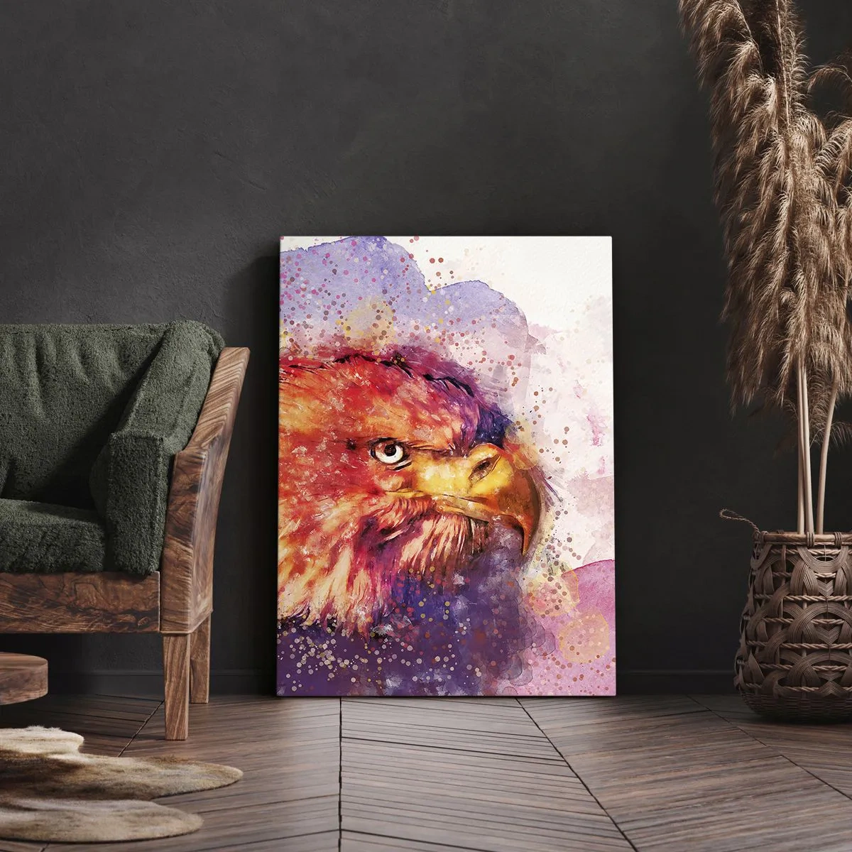 Impression sur toile - Image sur toile - Portrait d'un aigle aux couleurs aquarelles artistiques - 50x70cm - Tu ne veux pas savoir à quoi je pense - Décoration murale moderne pour le salon et la chambre ARTTOR